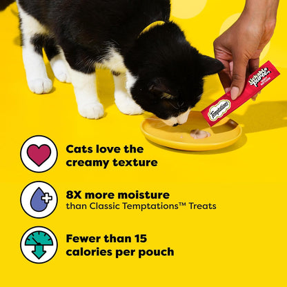 Creamy Puree Squeezable Lickable Cat Treats, Wet Cat Treats with Beef Liver and Cheese Variety Pack, 0.42 Oz. Tubes, 24 Count